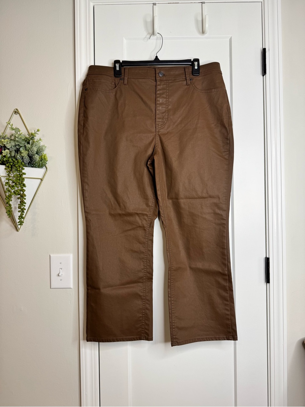 Talbots Brown Waxed Demi Boot Crop Jeans